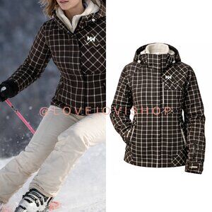Ski Gear | Helly Hansen Plaid 2-Layer Ski Jacket | Watertight Tech | Brown Cream